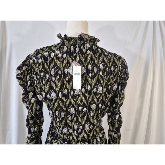 Sold! New W/Tag Anthropologie Black Floral Long Sleeve Ruffle Mini Dress Small - Picture 11 of 13